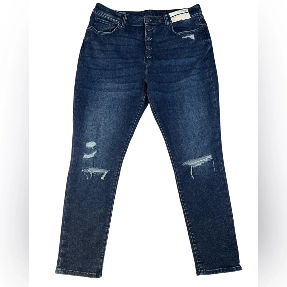 Arizona Jean Co Womens 19 Hi Rise Skinny Jeans Dark Wash Distressed Stretch NWT